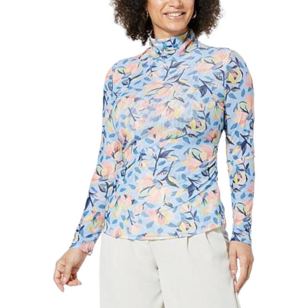 HFR x Undra Celeste Gathered Mesh Turtleneck Blouse S NWOT